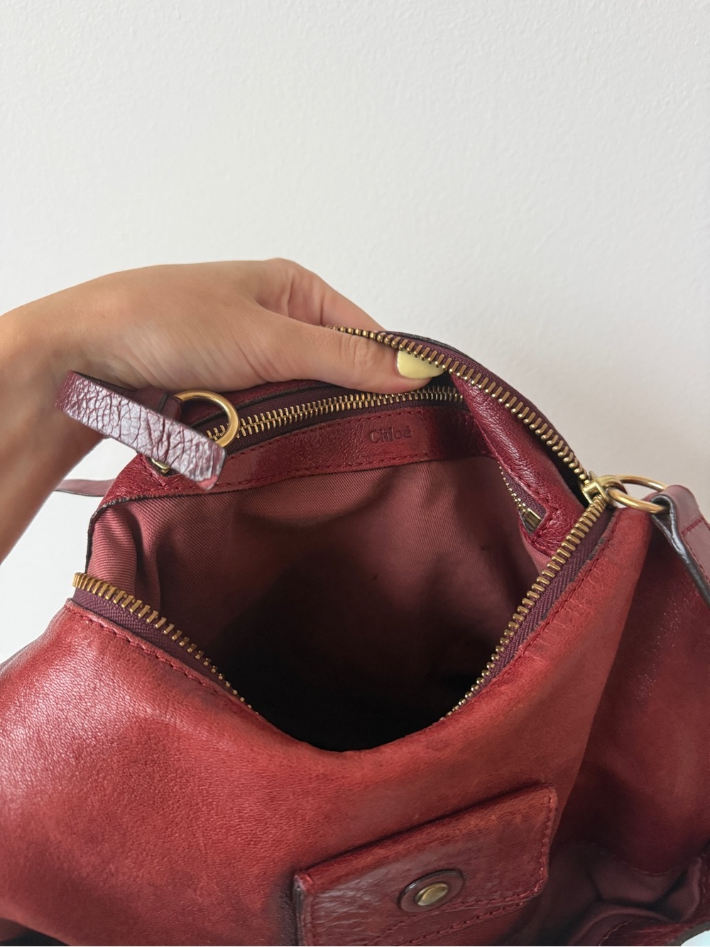 Authentic Vintage Chloe Red Leather Hobo Bag with Braided Handle - Picture 7 of 8